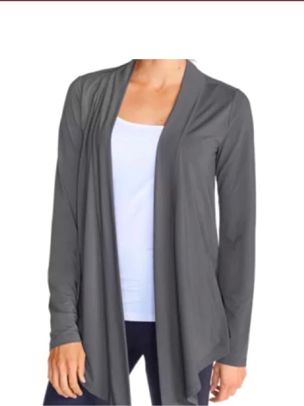 NWT Eddie Bauer Lightweight Open Front Grey Cardigan